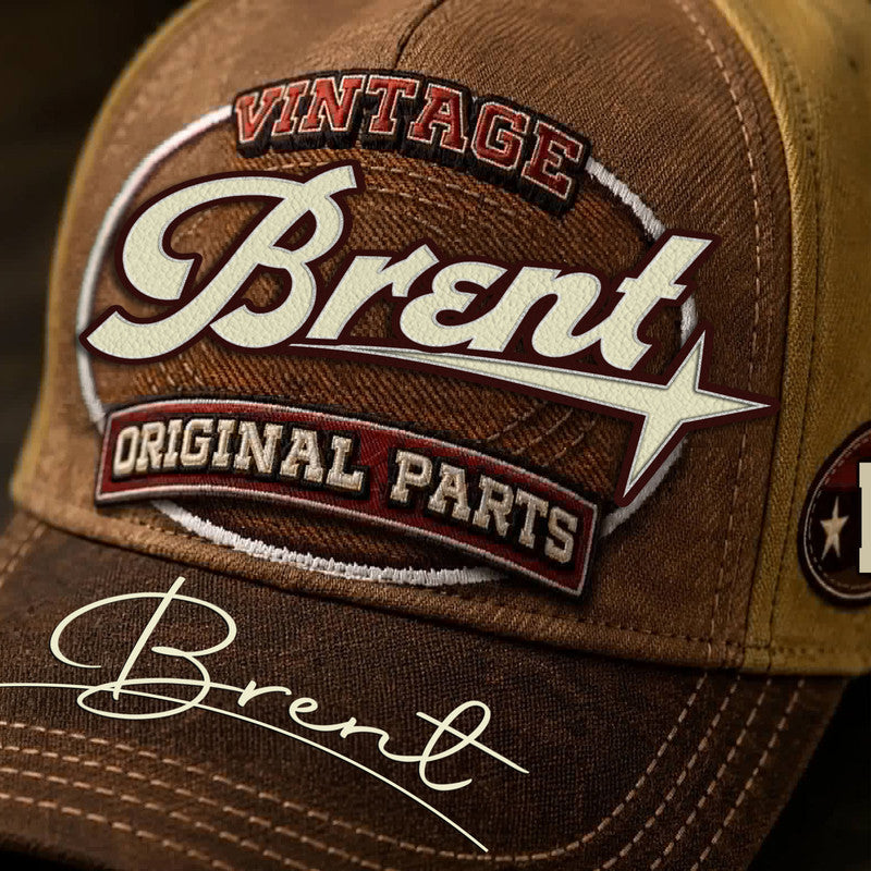 BRENT TC02 HH79  Personalized Name Baseball Cap, Vintage Retro Hat, Custom Gift for Him & Her