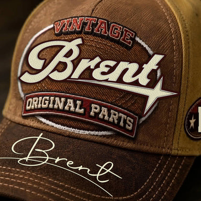 BRENT TC02 HH79  Personalized Name Baseball Cap, Vintage Retro Hat, Custom Gift for Him & Her
