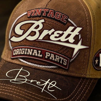 BRETT TC02 HH79  Personalized Name Baseball Cap, Vintage Retro Hat, Custom Gift for Him & Her