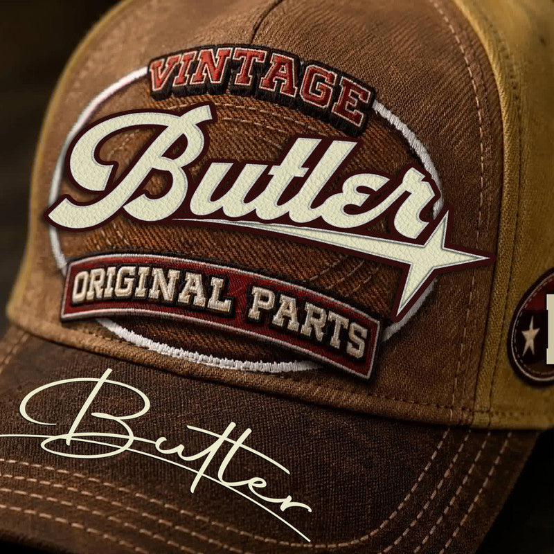 BUTLER TC02 HH79  Personalized Name Baseball Cap, Vintage Retro Hat, Custom Gift for Him & Her