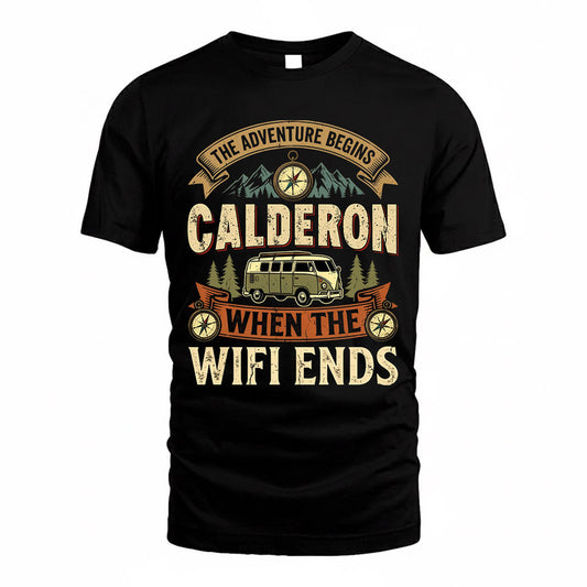 CALDERON TT898-K6-229 – Personalized Funny Camping Quote Apparel “The Adventure Begins When The WiFi Ends”