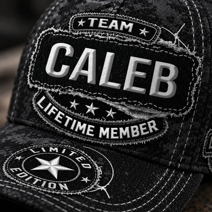 CALEB TC03 HH79  Personalized Black Camo Baseball Cap, Custom Name Family Hat