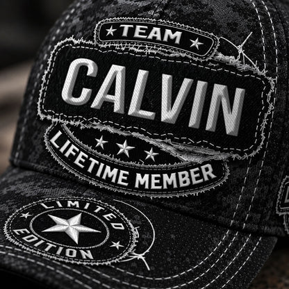 CALVIN TC03 HH79  Personalized Black Camo Baseball Cap, Custom Name Family Hat