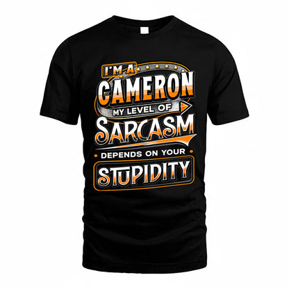 CAMERON TT88-K6-229 – Personalized Funny Sarcasm Apparel "My Level Of Sarcasm Depends On Your Stupidity"