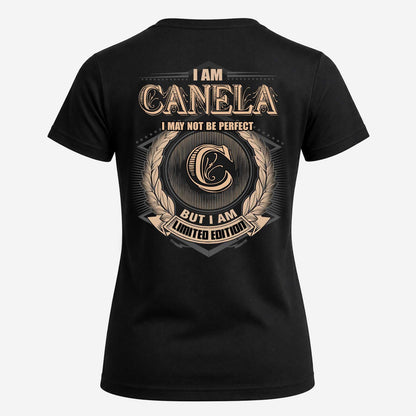 CANELA 2K-101–Personalized Name Quote Apparel “I Am NAME May Not Be Perfect But I Am Limited Edition”