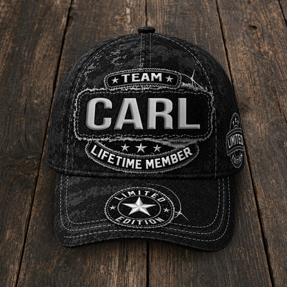 CARL TC03 HH79  Personalized Black Camo Baseball Cap, Custom Name Family Hat