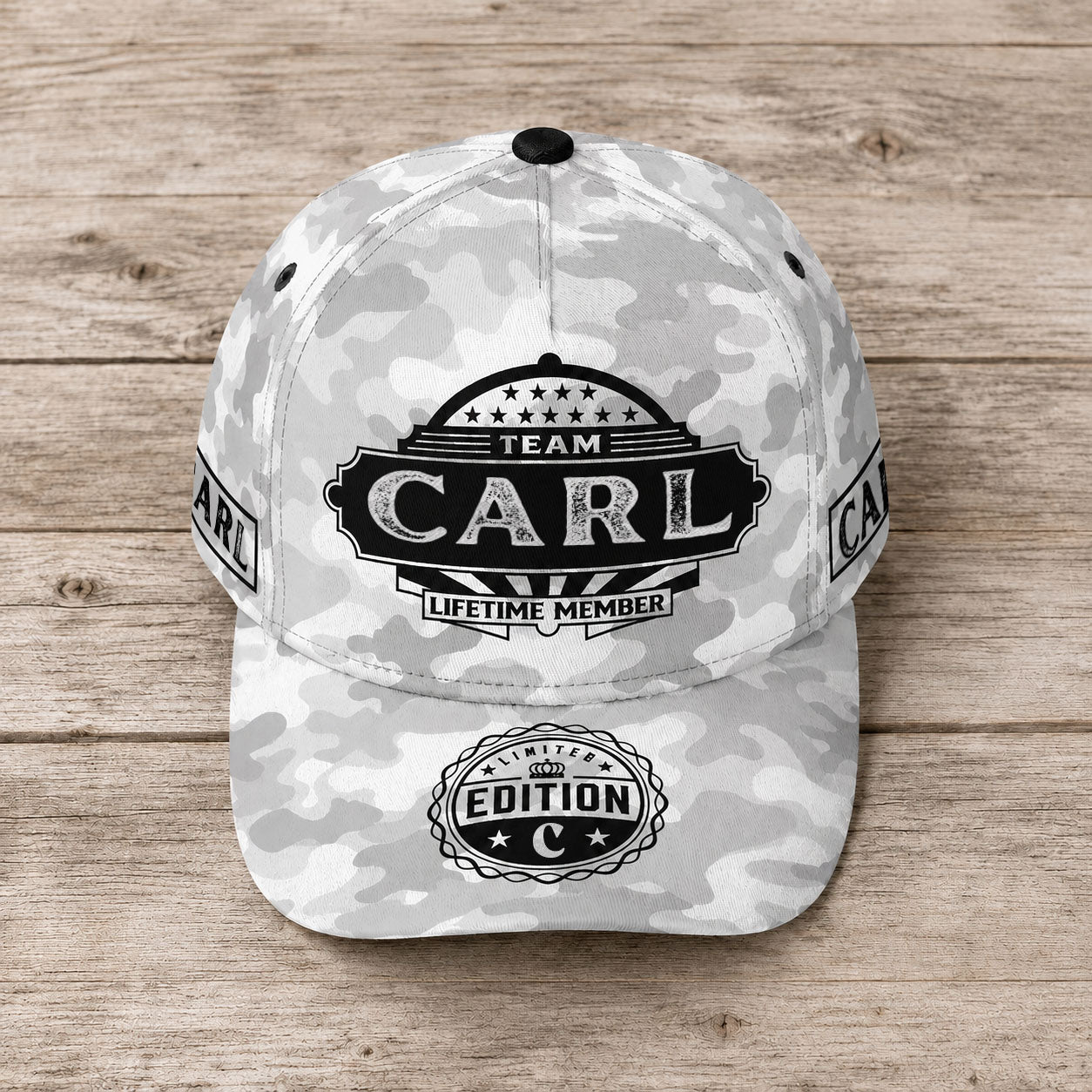 CARL TC01 HH79 Team Your Name Hat, Personalized Camo Baseball Cap, Custom Family Gift, Gift for Him Her