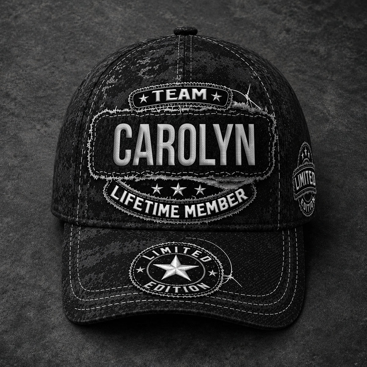 CARPENTER TC03 HH79  Personalized Black Camo Baseball Cap, Custom Name Family Hat