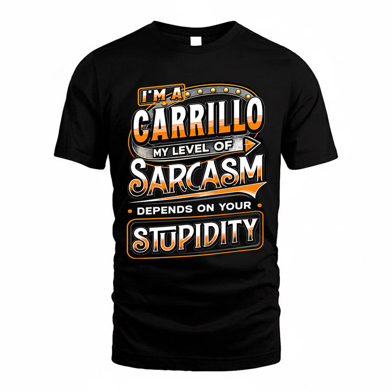 CARRILLO TT88-K6-229 – Personalized Funny Sarcasm Apparel "My Level Of Sarcasm Depends On Your Stupidity"