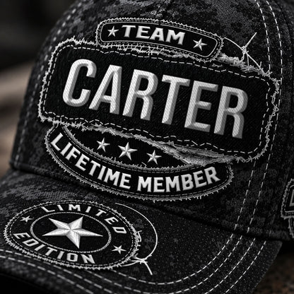 CARTER TC03 HH79  Personalized Black Camo Baseball Cap, Custom Name Family Hat