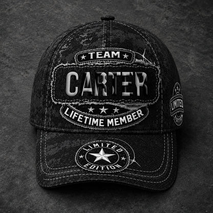CASEY TC03 HH79  Personalized Black Camo Baseball Cap, Custom Name Family Hat