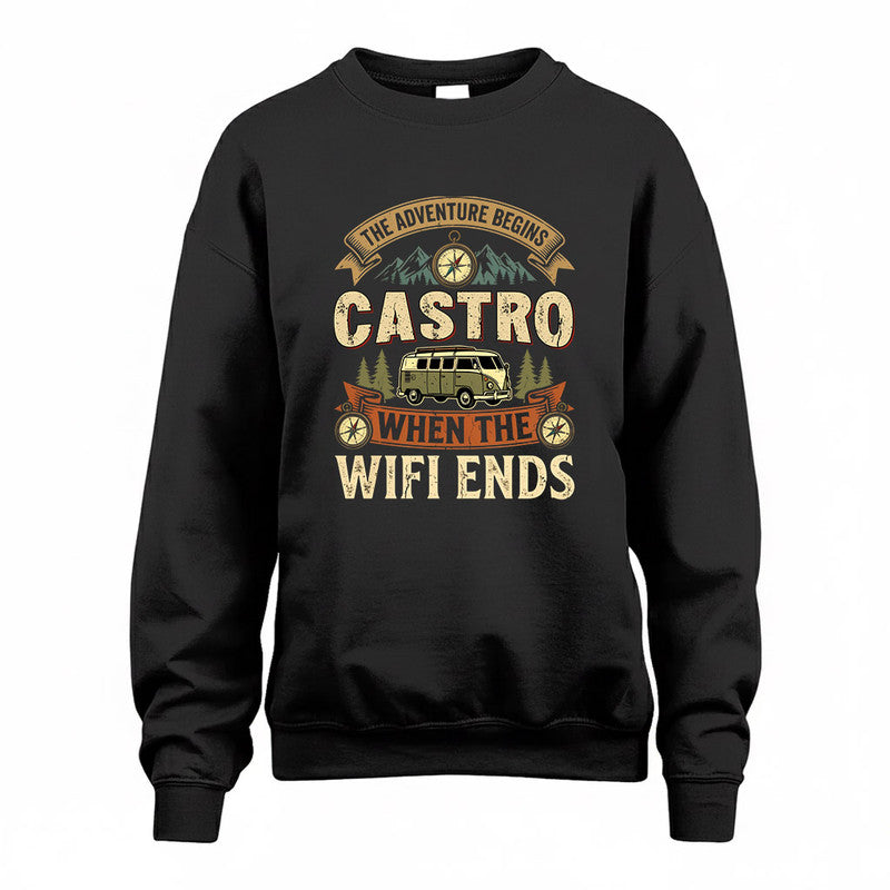 CASTRO TT898-K6-229 – Personalized Funny Camping Quote Apparel “The Adventure Begins When The WiFi Ends”