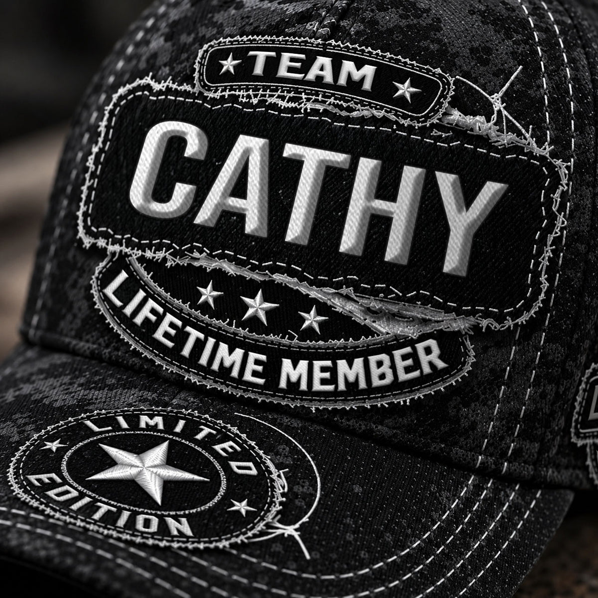 CATHY TC03 HH79  Personalized Black Camo Baseball Cap, Custom Name Family Hat