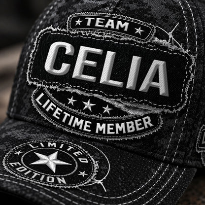 CELIA TC03 HH79  Personalized Black Camo Baseball Cap, Custom Name Family Hat