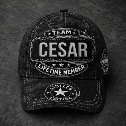 CESAR TC03 HH79  Personalized Black Camo Baseball Cap, Custom Name Family Hat