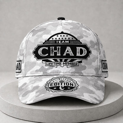 CHAD TC01 HH79 Team Your Name Hat, Personalized Camo Baseball Cap, Custom Family Gift, Gift for Him Her