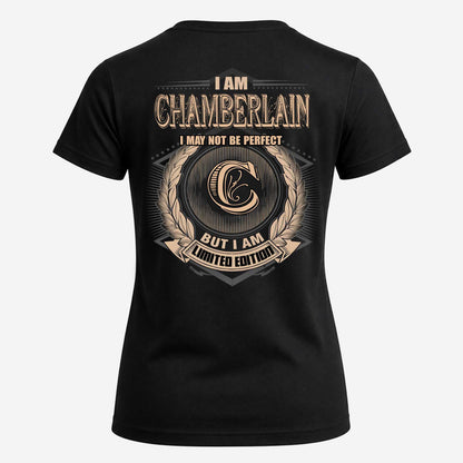 CHAMBERLAIN 2K-101–Personalized Name Quote Apparel “I Am NAME May Not Be Perfect But I Am Limited Edition”