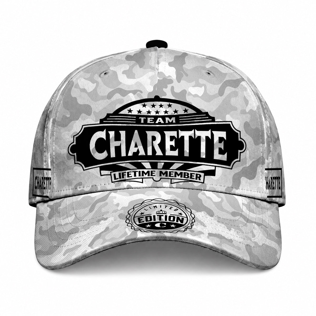 CHARETTE TC01 HH79 Team Your Name Hat, Personalized Camo Baseball Cap, Custom Family Gift, Gift for Him Her