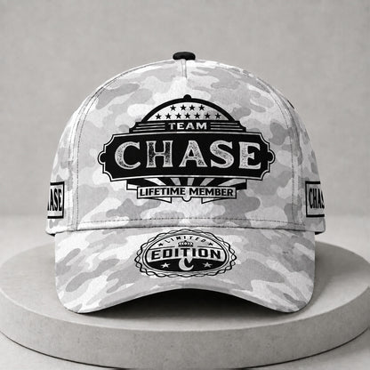 CHASE TC01 HH79 Team Your Name Hat, Personalized Camo Baseball Cap, Custom Family Gift, Gift for Him Her