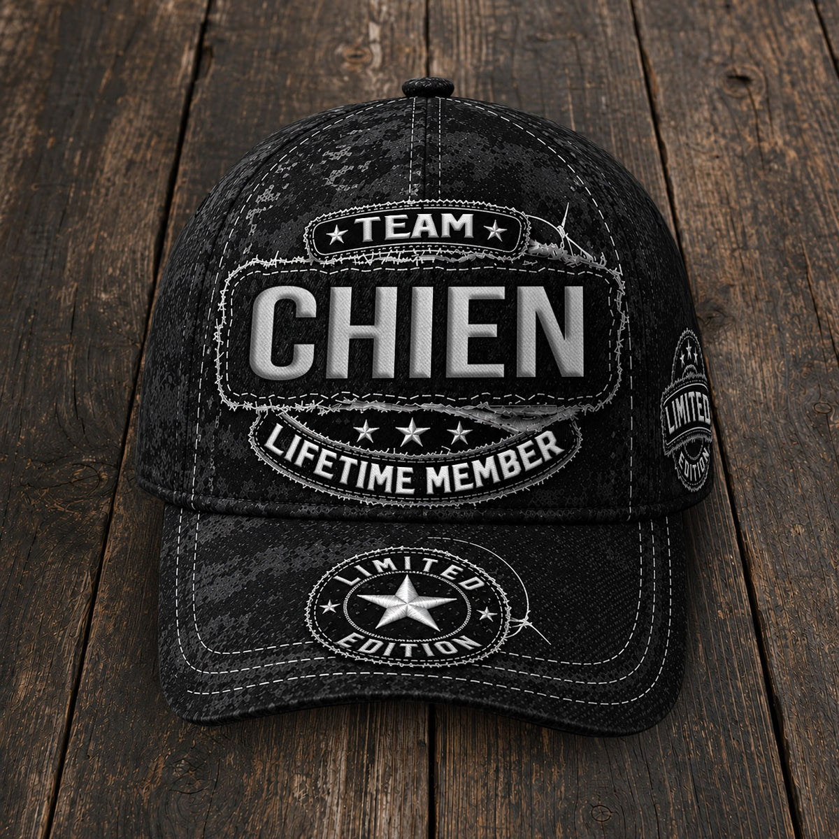 CHIEN TC03 HH79  Personalized Black Camo Baseball Cap, Custom Name Family Hat