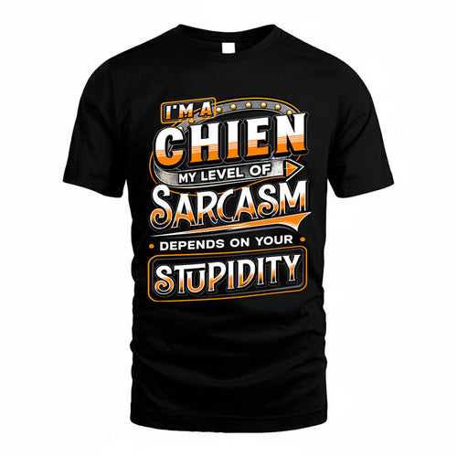 CHIEN TT88-K6-229 – Personalized Funny Sarcasm Apparel "My Level Of Sarcasm Depends On Your Stupidity"