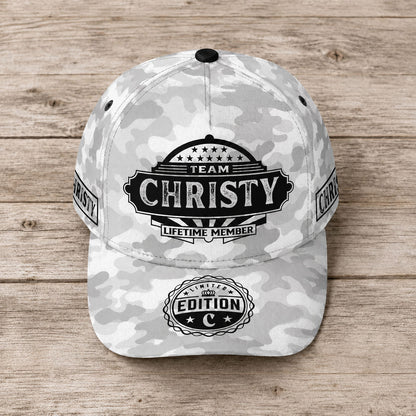 CHRISTY TC01 HH79 Team Your Name Hat, Personalized Camo Baseball Cap, Custom Family Gift, Gift for Him Her