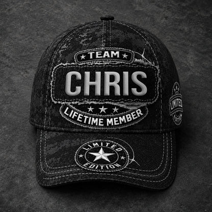CHRIS TC03 HH79  Personalized Black Camo Baseball Cap, Custom Name Family Hat