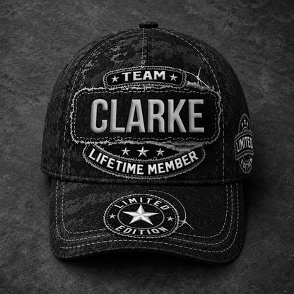 CLARKE TC03 HH79  Personalized Black Camo Baseball Cap, Custom Name Family Hat