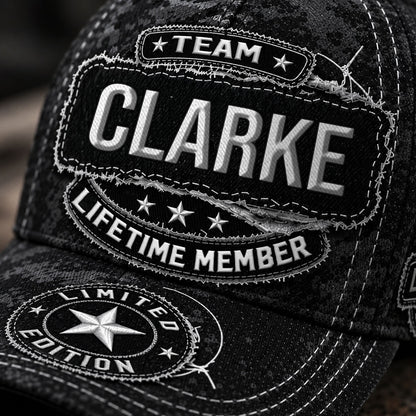 CLARKE TC03 HH79  Personalized Black Camo Baseball Cap, Custom Name Family Hat