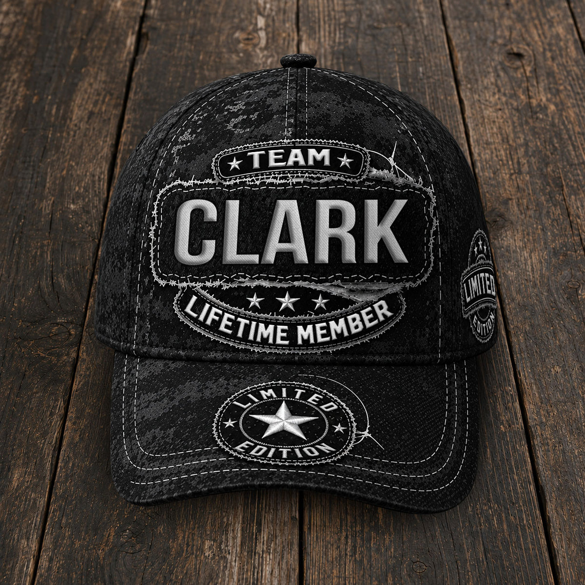 CLARK TC03 HH79  Personalized Black Camo Baseball Cap, Custom Name Family Hat