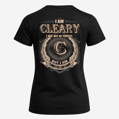CLEARY 2K-101–Personalized Name Quote Apparel “I Am NAME May Not Be Perfect But I Am Limited Edition”