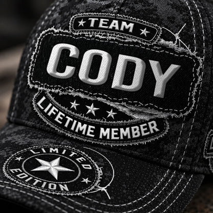 CODY TC03 HH79  Personalized Black Camo Baseball Cap, Custom Name Family Hat