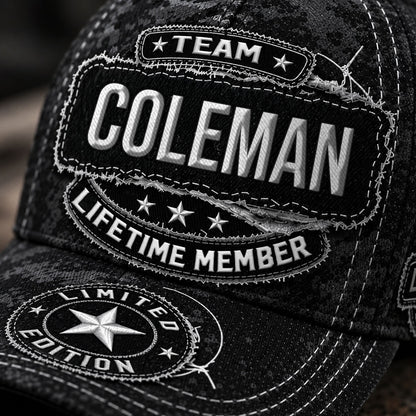 COLEMAN TC03 HH79  Personalized Black Camo Baseball Cap, Custom Name Family Hat