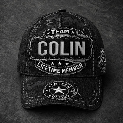 COLIN TC03 HH79  Personalized Black Camo Baseball Cap, Custom Name Family Hat