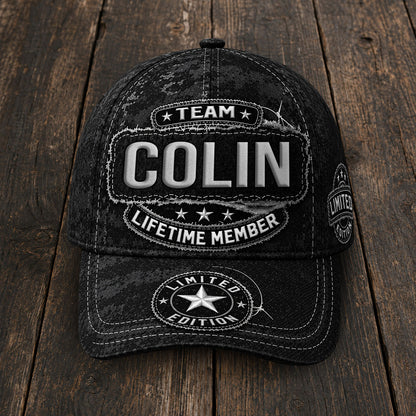 COLIN TC03 HH79  Personalized Black Camo Baseball Cap, Custom Name Family Hat