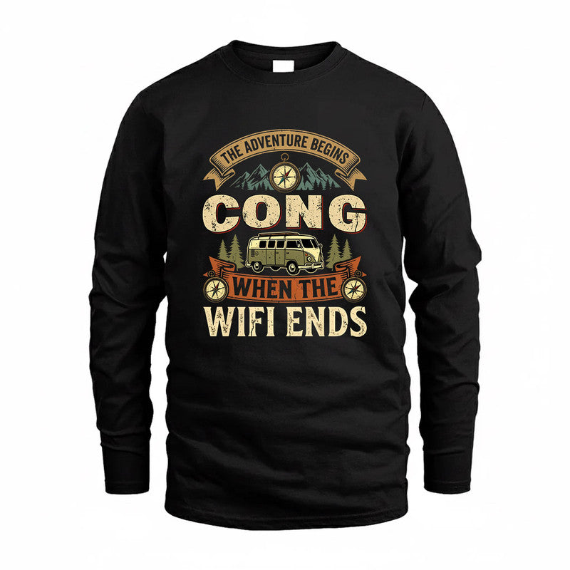 CONG TT898-K6-229 – Personalized Funny Camping Quote Apparel “The Adventure Begins When The WiFi Ends”