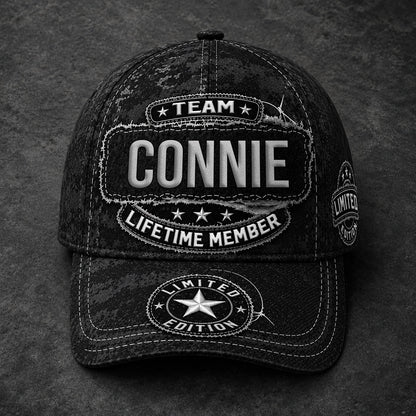 CONNIE TC03 HH79  Personalized Black Camo Baseball Cap, Custom Name Family Hat