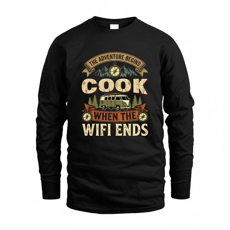 COOK TT898-K6-229 – Personalized Funny Camping Quote Apparel “The Adventure Begins When The WiFi Ends”