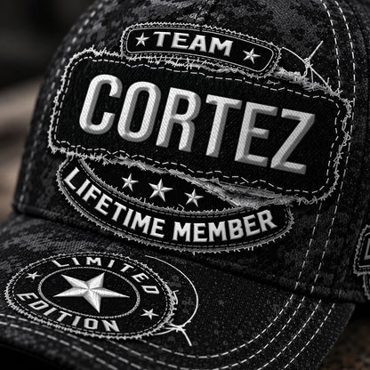 CORTEZ TC03 HH79  Personalized Black Camo Baseball Cap, Custom Name Family Hat