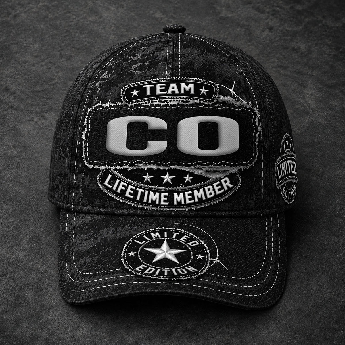 CO TC03 HH79  Personalized Black Camo Baseball Cap, Custom Name Family Hat