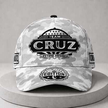 CRUZ TC01 HH79 Team Your Name Hat, Personalized Camo Baseball Cap, Custom Family Gift, Gift for Him Her