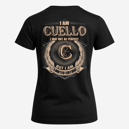 CUELLO 2K-101–Personalized Name Quote Apparel “I Am NAME May Not Be Perfect But I Am Limited Edition”