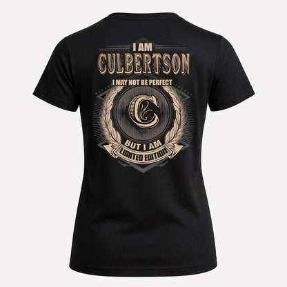 CULBERTSON 2K-101–Personalized Name Quote Apparel “I Am NAME May Not Be Perfect But I Am Limited Edition”