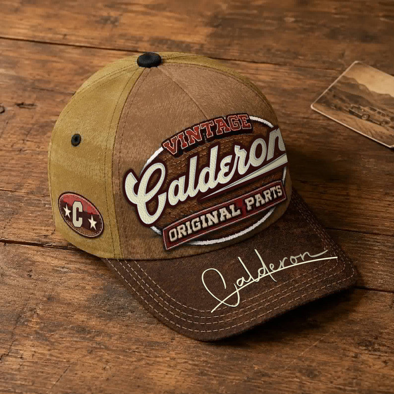 CALDERON TC02 HH79  Personalized Name Baseball Cap, Vintage Retro Hat, Custom Gift for Him & Her