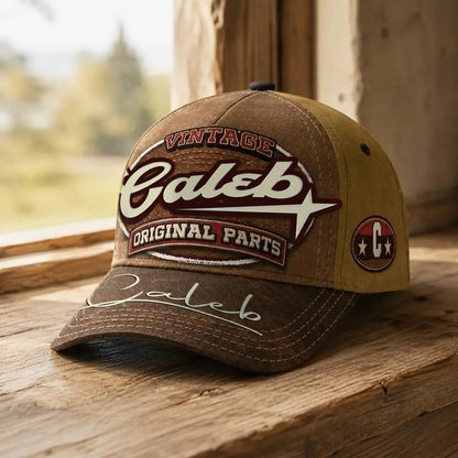 CALEB TC02 HH79  Personalized Name Baseball Cap, Vintage Retro Hat, Custom Gift for Him & Her