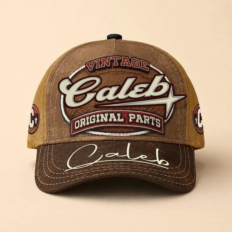 CALEB TC02 HH79  Personalized Name Baseball Cap, Vintage Retro Hat, Custom Gift for Him & Her