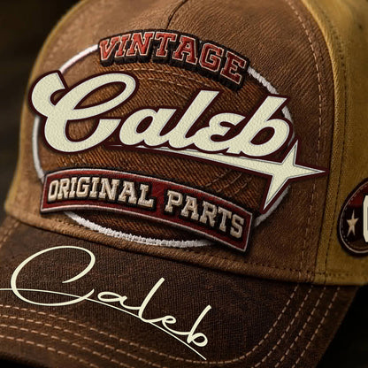 CALEB TC02 HH79  Personalized Name Baseball Cap, Vintage Retro Hat, Custom Gift for Him & Her