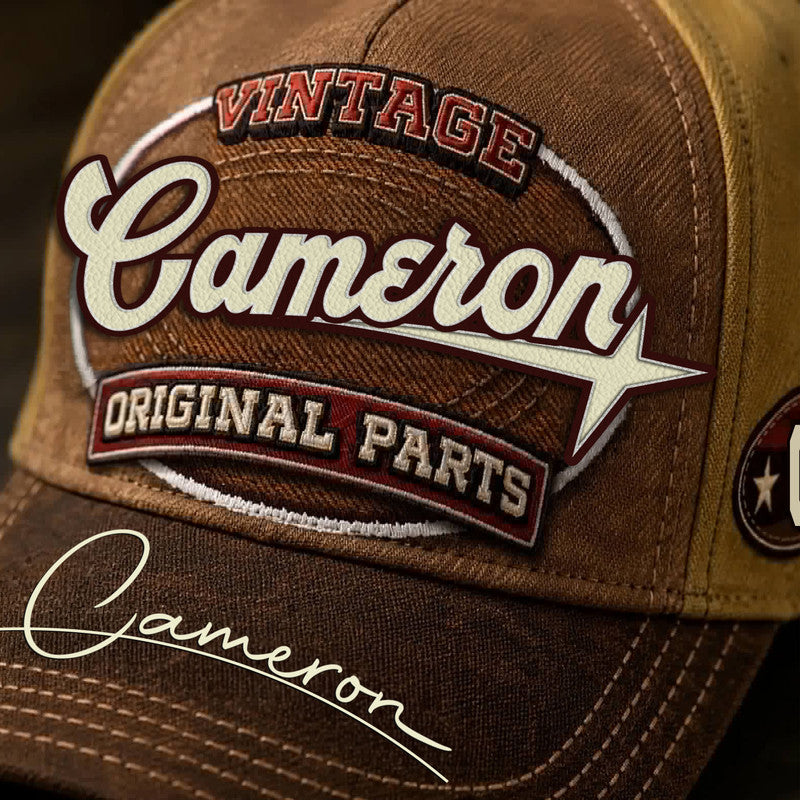 CAMERON TC02 HH79  Personalized Name Baseball Cap, Vintage Retro Hat, Custom Gift for Him & Her