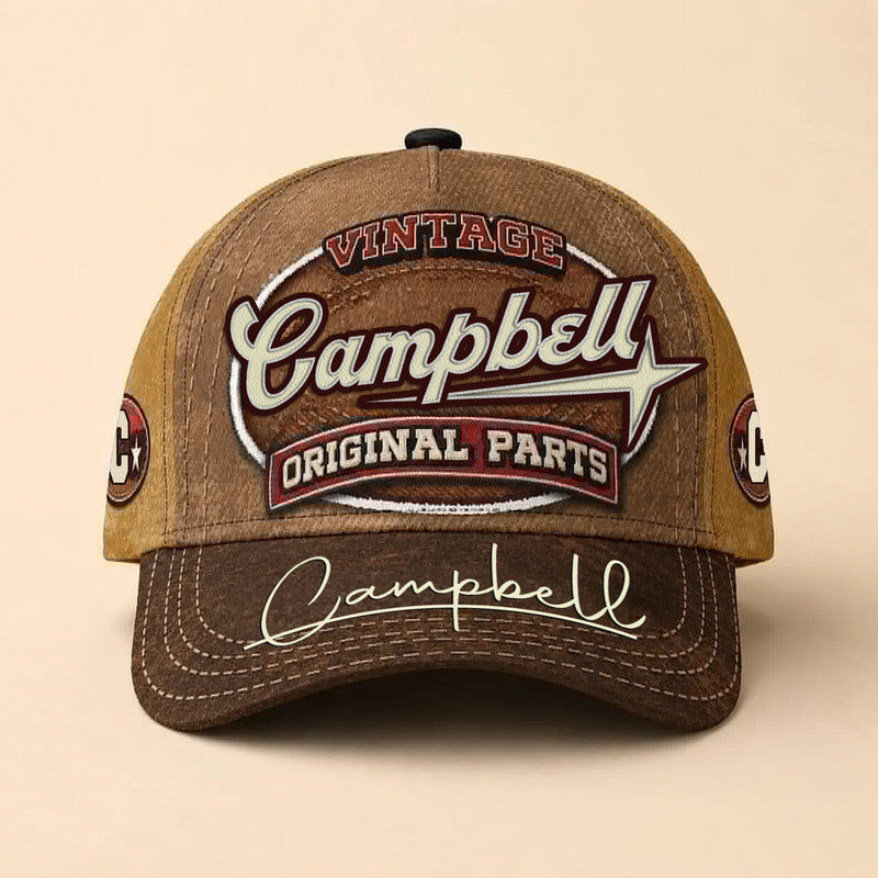 CAMPBELL TC02 HH79  Personalized Name Baseball Cap, Vintage Retro Hat, Custom Gift for Him & Her