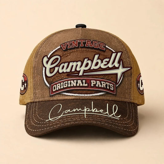 CAMPBELL TC02 HH79  Personalized Name Baseball Cap, Vintage Retro Hat, Custom Gift for Him & Her